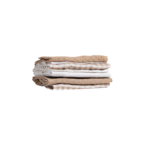 Open Kitchen 7 Pack Bumper Tea Towel Set in Brown - Premium Absorbent Kitchen Towels