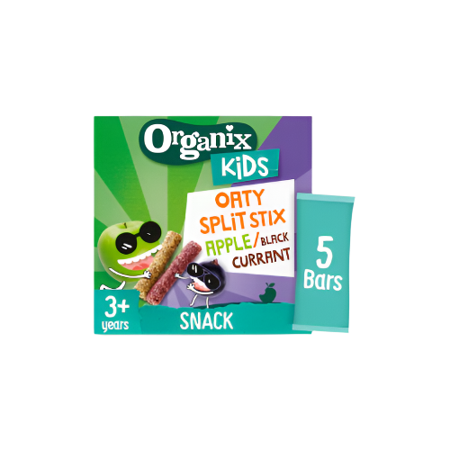 Organix Kids Apple & Blackcurrant Oaty Split Stix Bars 5 x 23g – Healthy Snack for Kids 3+ Years