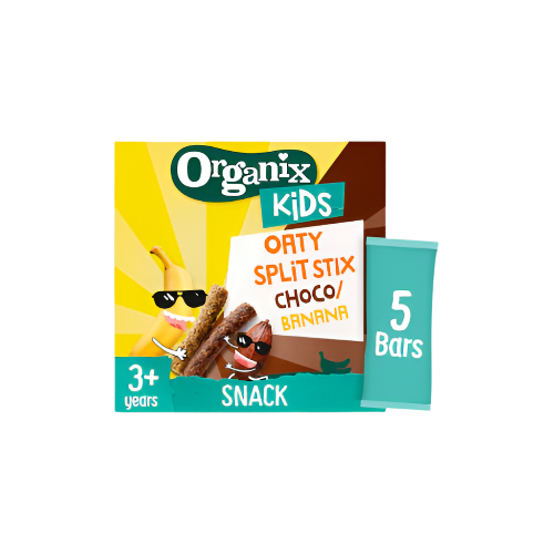 Organix Kids Choco & Banana Oaty Split Stix Bars 5 x 23g – Healthy Snack for Kids 3+ Years