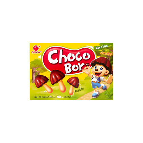 Orion Choco Boy 36g – Korean Chocolate Biscuit Snack with Mushroom Shape