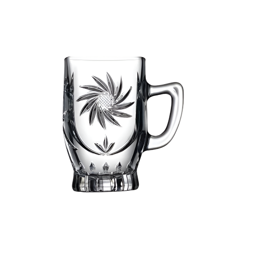 PB Elmas Glass Mug Set – 6-Piece 155ml Clear Mugs with Elegant Faceted Design