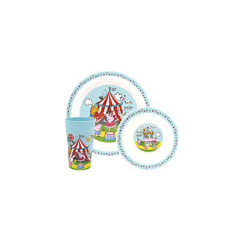 Peppa Pig Blue Plastic 3-Piece Kids Dinner Set – Bowl, Plate & Cup – Indian Grocery UK