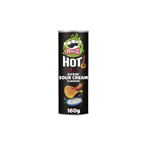 Pringles Hot Kickin' Sour Cream Flavour Crisps 160g – Spicy and Creamy Potato Chips