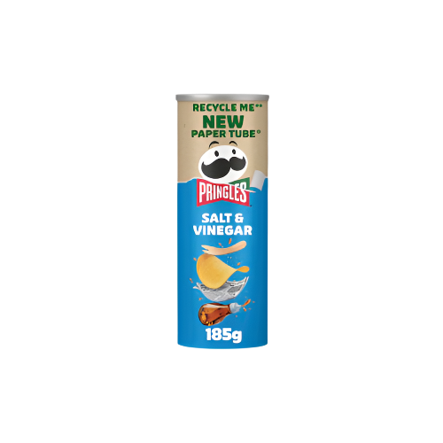Pringles Salt & Vinegar Sharing Crisps 185g – Tangy and Crispy Potato Chips