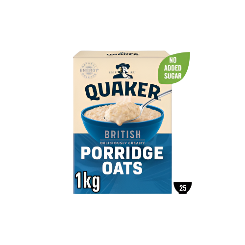 Quaker Rolled Porridge Oats 1kg pack – wholegrain, high-fibre oats for porridge and healthy cooking