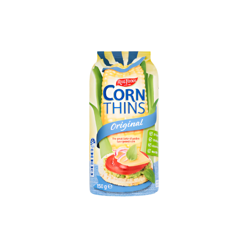 Real Foods Original Corn Thins 150g | Light, Crispy & Gluten-Free Snack