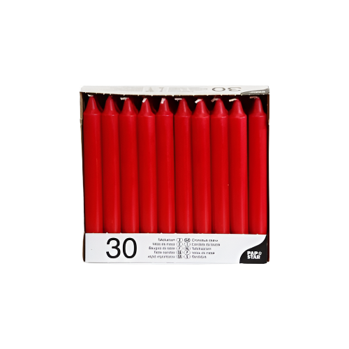 Pack of 30 Red 8-Inch Table Candles – Elegant Long-Burning Dinner Candles
