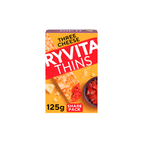 Ryvita 3 Cheese Thins 125g | Crispy & Cheesy Wholegrain Snack