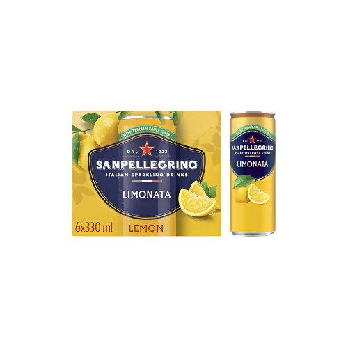 San Pellegrino Lemon Soft Drink 6 x 330ml Multipack – Sparkling Italian Lemonade – Indian Grocery UK