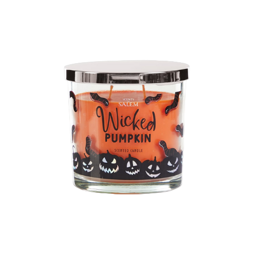 Scents of Salem Halloween Candle 350g – Wicked Pumpkin scent in festive jar with spooky label