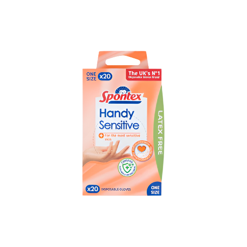 Spontex Handy Sensitive Disposable Gloves – 20 Latex-Free Hypoallergenic Gloves