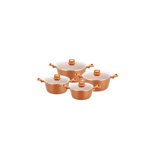 SQ Professional Zoya Forged Stockpot Set of 4 Copper – Premium Non-Stick Cookware with Glass Lids