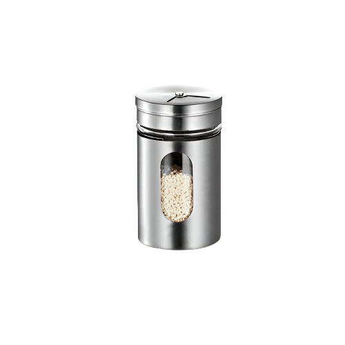 Stainless Steel and Glass Salt Pepper Spice Jar – 8x5cm Airtight Container – IndianGroceryUK