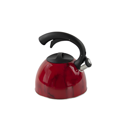 3L Stainless Steel Whistling Kettle Marbled Red – Heat Resistant Handle – MM Homestores UK