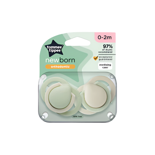 Tommee Tippee Newborn Soothers for 0-2 Months – Pack of 2 BPA-Free Silicone Pacifiers