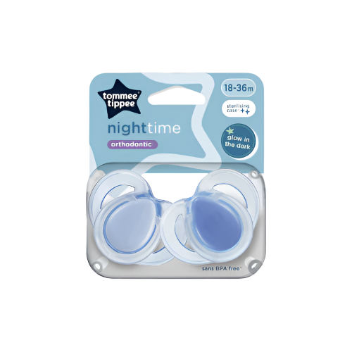 Tommee Tippee Night Time Soothers 18–36 Months – BPA-Free Glow-in-the-Dark Orthodontic Pacifiers – 2-Pack