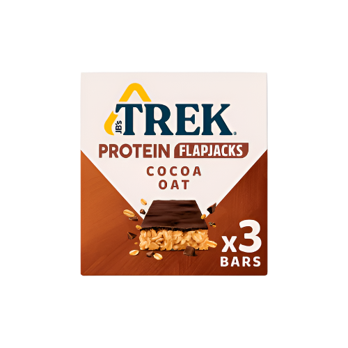 TREK Protein Flapjacks - Cocoa Oat (3 Pack, 150g) | High-Protein Energy Snack, Natural Ingredients