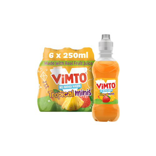 Vimto No Added Sugar Tropical Minis Mixed Fruit Juice Drink 6 x 250ml – Refreshing, Healthy & Natural