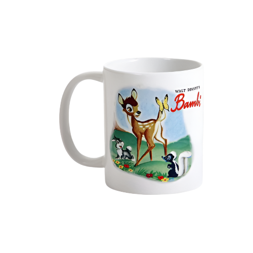 Vintage Forest Fawn Mug – 350ml Ceramic Coffee Cup with Woodland Animal Illustration