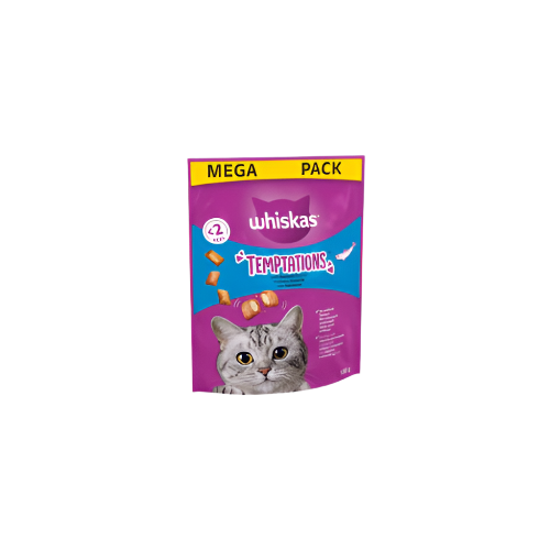 Whiskas Temptations Salmon Flavour Adult Cat Treats 180g – Delicious & Healthy Snacks