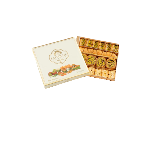 Zaitoune Baklava Selection Box – Handmade Turkish Pastry with Cashew and Pistachio – 250g Arabic Dessert in Luxury Packaging