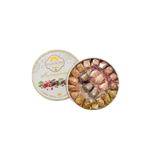 Zaitoune Turkish Delight Mix 250g – Gift Tin with Rose, Pistachio & Pomegranate