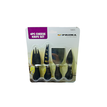 4-piece cheese knife set with wooden handles

