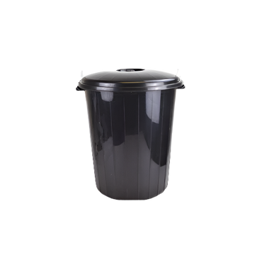 70 Litre Black Plastic Dustbin with Lid – Round Waste Bin – IndianGroceryUK