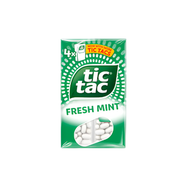 Multipack of Tic Tac Mint 4 x 18g dragees with white mints in transparent packs

