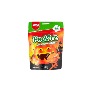 Amos Peelerz Gummy Pumpkins 65g – Halloween Fruit Gummies from IndianGroceryUK