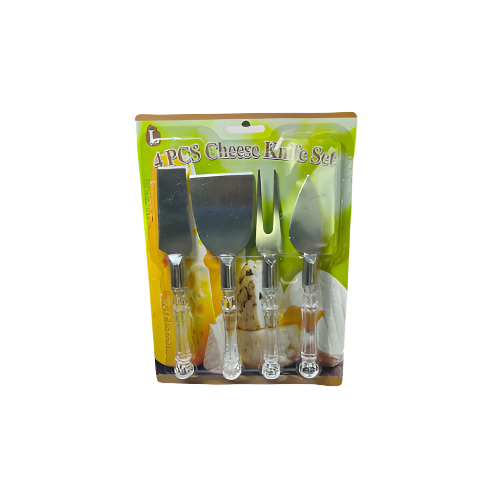 APCS 4-piece cheese knife set with plastic handles

