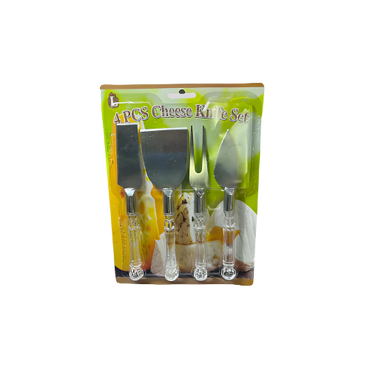 APCS 4-piece cheese knife set with plastic handles


