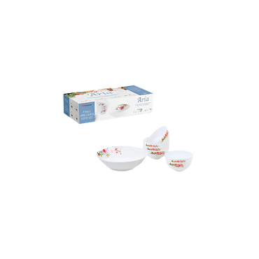 Aria Opal Glass Soup Set of 7 – White Pink Floral Design for Elegant Dining

