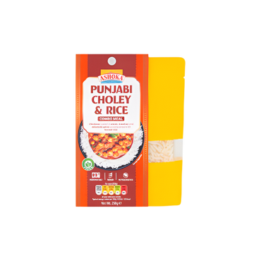 Ashoka Punjabi Choley & Rice 250g – Ready-to-eat Indian chickpea curry and rice meal

