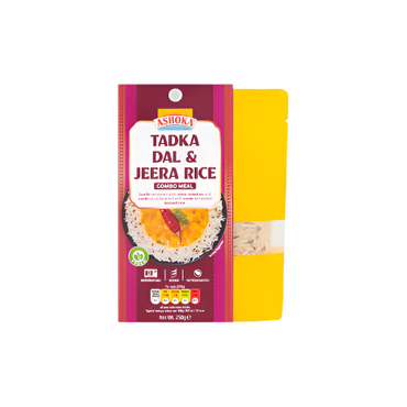 Ashoka Tadka Dal with Jeera Rice 250g – Ready-to-eat Indian vegetarian meal pack

