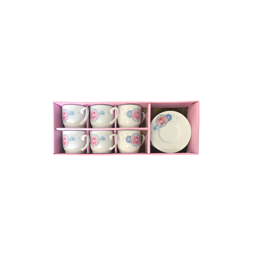 12-Piece Assorted Design Espresso Coffee Cup and Saucer Set – Colorful Porcelain

