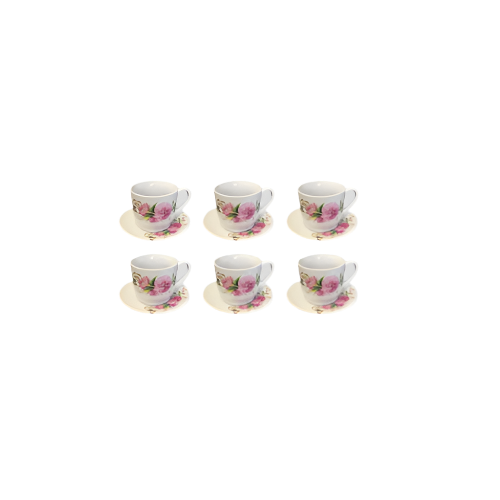 12-Piece Assorted Design Espresso Coffee Cup and Saucer Set – Colorful Porcelain

