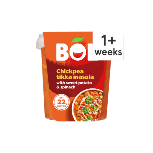 “BOL Chickpea Tikka Masala Power Pot 450g – Vegan Indian Ready Meal with Chickpeas and Tomato Curry”