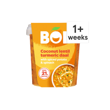“BOL Coconut Turmeric Lentil Daal Power Pot 450g – Vegan Ready Meal with Coconut, Turmeric, and Lentils”