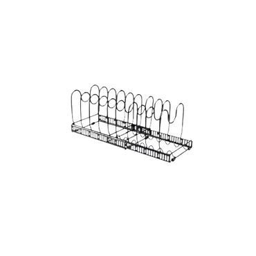 Buckingham Expandable Pot and Pan Organising Rack with 10 Dividers – Black Metal Kitchen Storage Shelf

