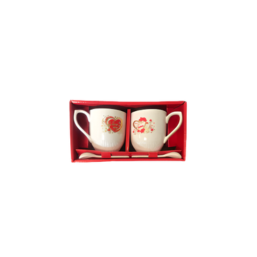 2-Piece Ceramic Coffee & Tea Mug Set with Stainless Steel Teaspoons – Gift or Daily Use

