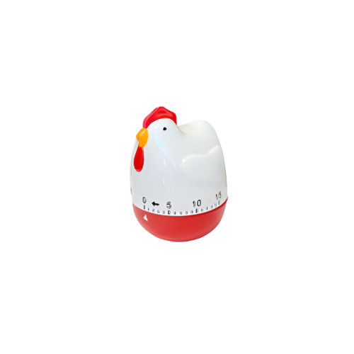 Cute plastic chicken-shaped 60-minute manual kitchen timer – 9.5cm tall cooking accessory

