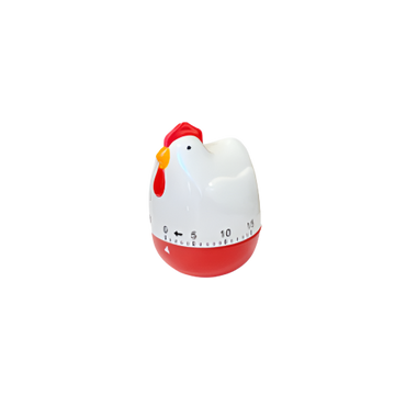 Cute plastic chicken-shaped 60-minute manual kitchen timer – 9.5cm tall cooking accessory

