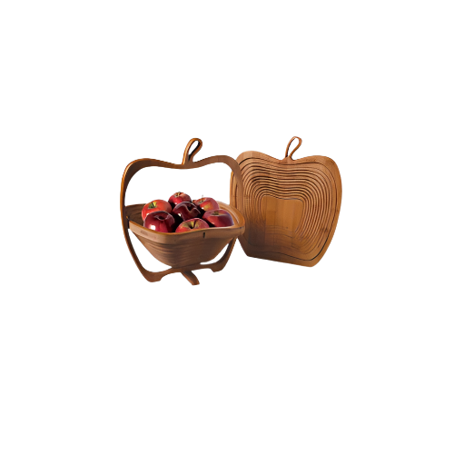 collapsible bamboo fruit basket in apple shape

