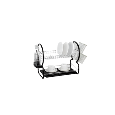 Dish Drainer Cutlery Rack with Drip Tray Black – Kitchen Drying Rack for Dishes – IndianGroceryUK