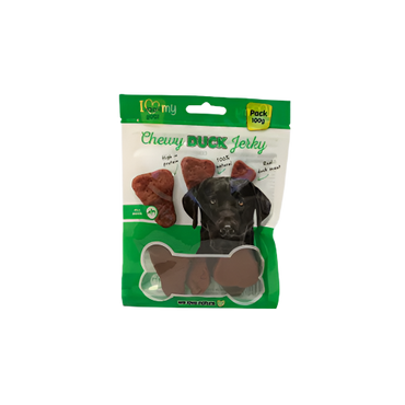 Chewy Duck Jerky Dog Treats – 100g Bag of Natural Protein Snacks for Dogs

