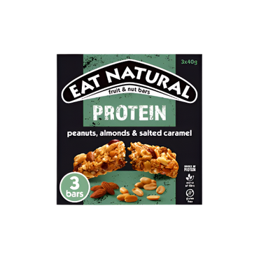 Eat Natural Fruit & Nut Protein Bars with Peanuts, Almonds & Salted Caramel – 3 x 40g | High-Protein Snack

