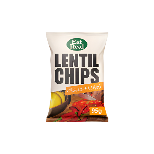 Eat Real Lentil Chips - Chilli & Lemon 95G – Spicy & Zesty Vegan Snack

