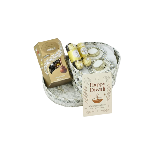 Emartbuy Diwali Gift Hamper with Rangoli Diya, Tea Light Candles, and Assorted Chocolates – Indian Festival Gift Set UK
