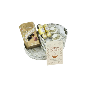 Emartbuy Diwali Gift Hamper with Rangoli Diya, Tea Light Candles, and Assorted Chocolates – Indian Festival Gift Set UK